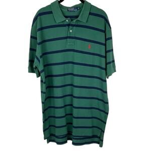 Polo Ralph Lauren Striped Green Navy Polo Short Sleeve Shirt XL Heritage Preppy